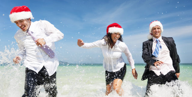 Christmas Santa Hat Business Travel Vacations Concept