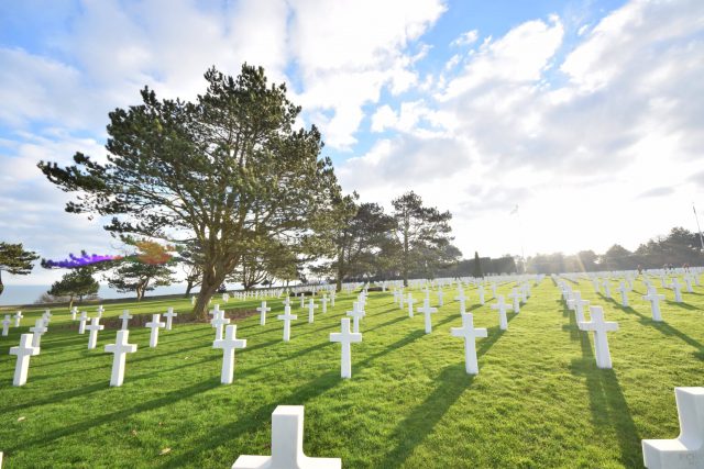 Scenery of a cemetery for soldiers who died during the Second World War in Normandy