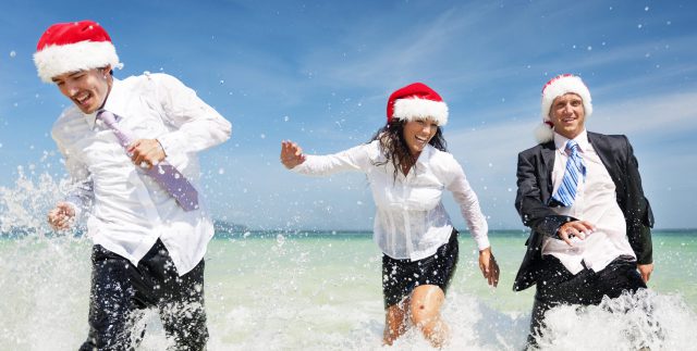 Christmas Santa Hat Business Travel Vacations Concept